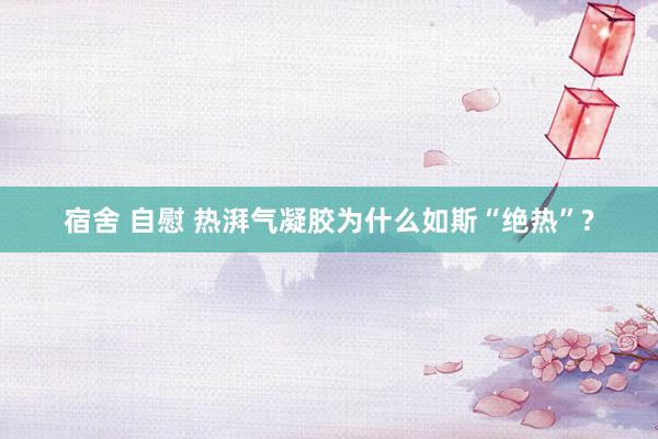 宿舍 自慰 热湃气凝胶为什么如斯“绝热”?